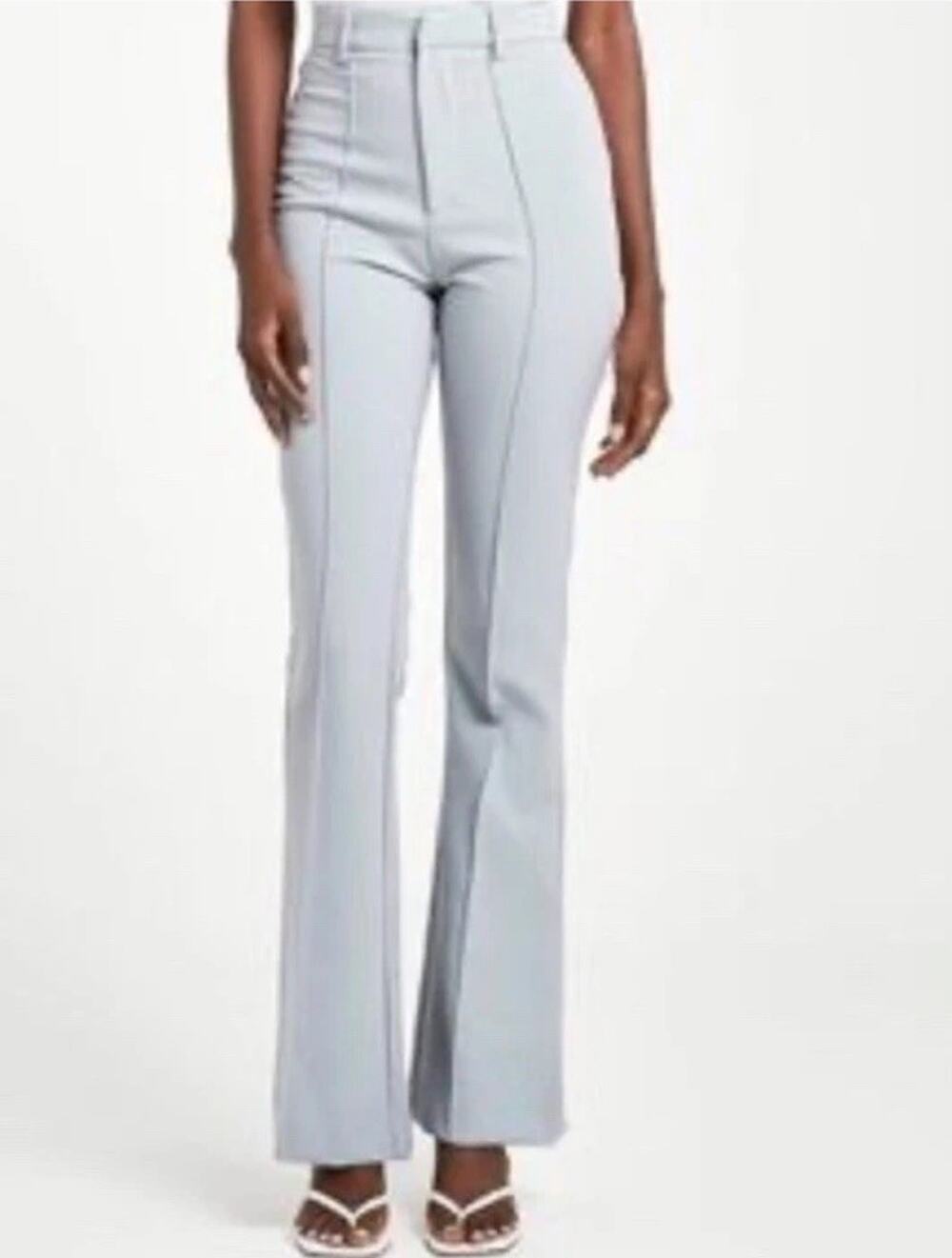 BOA Because of Alice Women L Blue Wide Leg Suit Trouser High Rise Stretch NWT *